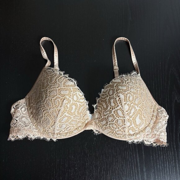 LA PERLA Size 38C Quartz Garden Lace Underwire Push-Up Bra Nude/Beige - Picture 1 of 8